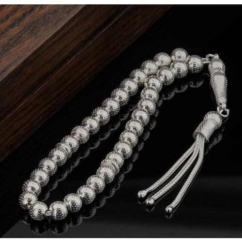 925 sterling Silver Sphere Cutout Dot Embroidered Prayer Beads