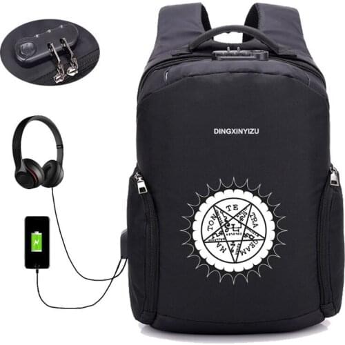 Kuroshitsuji anime black butler backpack USB charging Men women Laptop Backpacks Teenager student Male Mochila Travel backpack