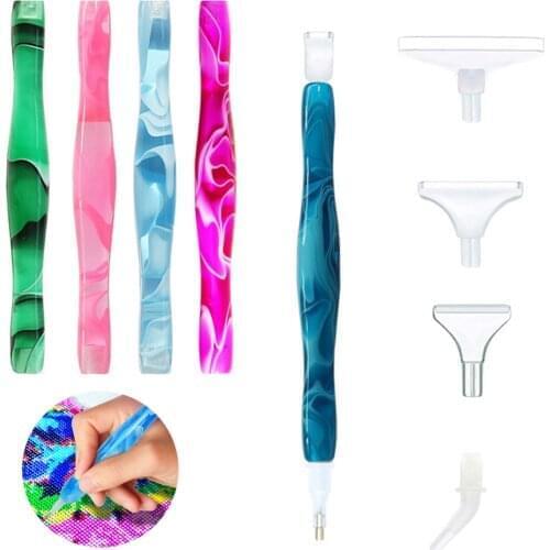 5 Set Resin Diamond Painting Point Drill Pen Tool with 6 Heads for 5D DIY Handmade Embroidery Cross Stitch Nail Art Wholesale X2