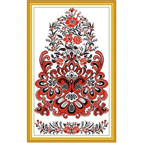Red pattern cross stitch kit aida 14ct 11ct count printed canvas stitches embroidery DIY handmade needlework