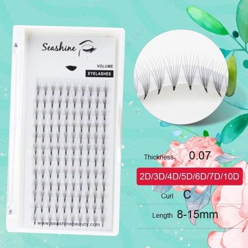 Seashine 2D 3D 4D 5D 6D 7D 10D Premade Russian Volume Fan Eyelash Extension Russian Volume Premade Fans Cilios Lashes Extension