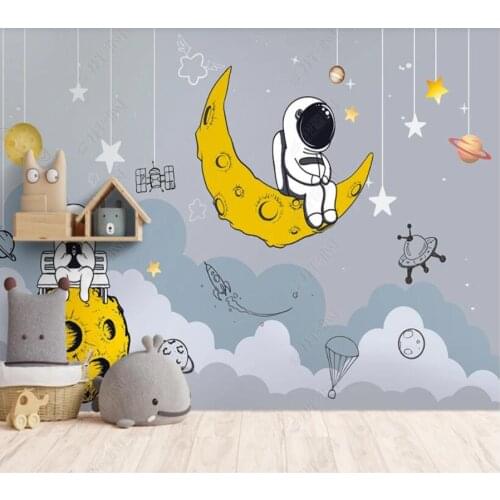Custom papel parede Space Astronaut Rocket Planet Satellite 3D Childrens Room for living room bedroom decoration wallpaper