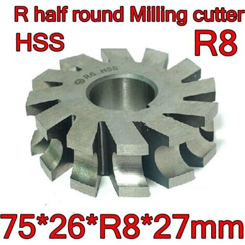 R8 75*26*R8*27mm Inner hole HSS Concave Radius Milling Cutters R half round milling cutter Free shipping