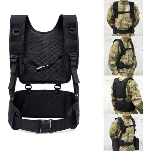 Adjustable Tactical Padded Battle Belt With Detachable Suspender Straps Airsoft Combat Duty Belt With Pads Accessories