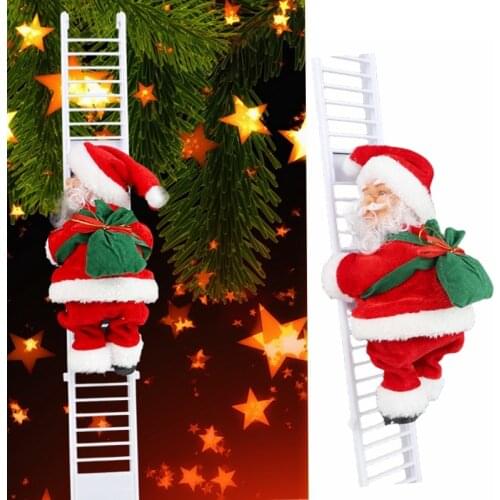 Christmas Electric Santa Claus Music Climbing Ladder Doll Xmas Kids Gift Climbing Santa for Home Birthday Wedding Party Favors