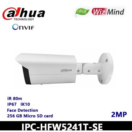 Dahua 2MP Pro AI IR Bullet Network Camera IPC-HFW5241T-SE IP Camera 1/2.8 2MP scan CMOS IR 80m Security camera