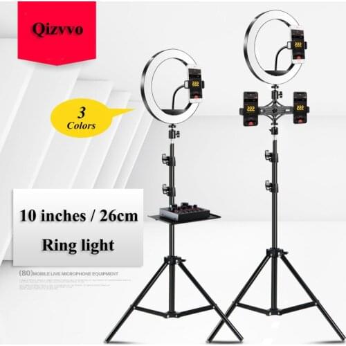 LED Selfie Ring Light 10inch/26cm Ring Lamp Cold Warm Photography Lighting Youtube Phone Video Light Lamp for Photo Video MakeUP