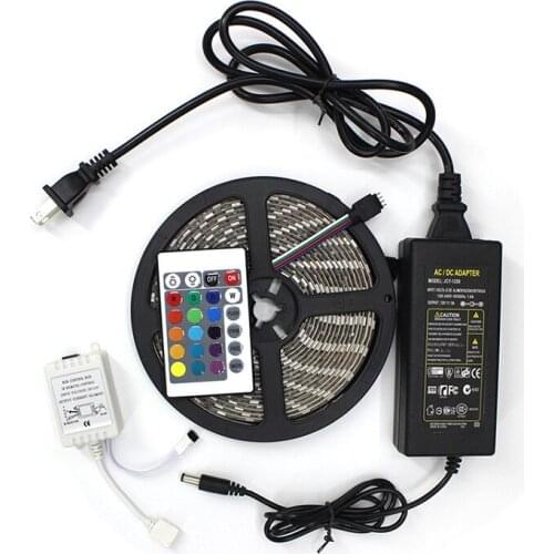 Led light strip Waterproof IP65 5050 RGB color marquee belt 44-key controller set DC 12V 60W plug US EU UK RGB Light strip 5m