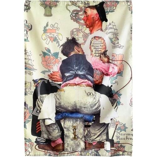 Retro Ukiyo-e Prajna Tattoo Poster Skull Banner Flag Tapestry Wall Hanging Canvas Painting Wall Stickers Barber Shop Home Decor