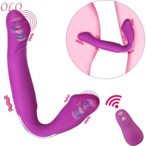 OLO Strap on Double Penetration Dildo Vibrator Lesbian Clitoris Stimulator Anus Massage Sex Toys for Woman Strapless Strapon