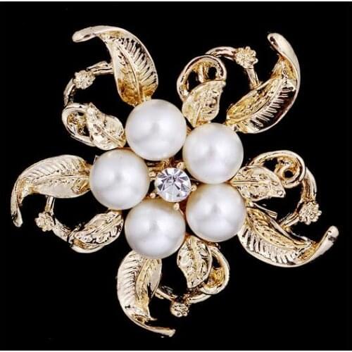 Vintage Pearl Flower Brooch Jewelry For Women/men Fashion Jewelry Brooch Pins Metal Scarf Wedding Gift Diy Jewellery Accessories