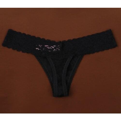 [US SIZE]1PCS Sexy Underwear Black White Lace Panties Womens G String Thong Lingerie Seamless Knickers Female T-back Underpants