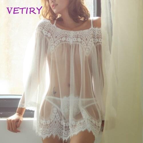 VETIRY Sexy Lingerie For Women Sexy Underwear Ladies Lace Transparent Sex Nightdress Erotic Lingerie Dress Suit