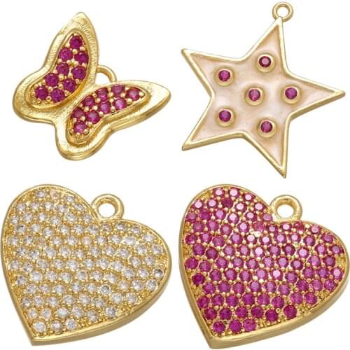 ZHUKOU CZ crystal Heart/star earrings charms for women DIY making jewelry accessories Supplies DIY pendant for earrings VD759