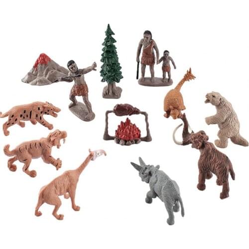 1 Set Ancient Animal Model High Simulated Craft Hand Painted Ancient Animal Bear Elephant Model PVC Ornament Figure