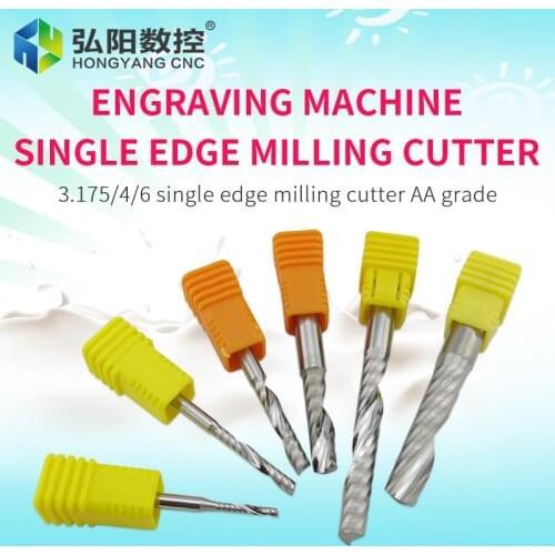 3.175mm 4mm HYCNC 1PCS engraving machine single-blade spiral milling cutter tool 3.175mm 4mm acrylic MDF Hibiscus board knife