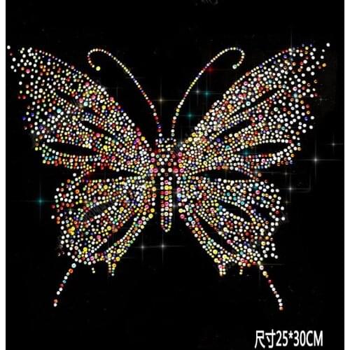 10pc/lot !Mixed color butterfly hotfix rhinestones heat transfer design iron on motifs, DIY motif rhinestones