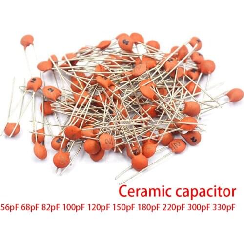 100pcs Ceramic capacitor 50V 56pF 68pF 82pF 100pF 120pF 150pF 180pF 220pF 300pF 330pF