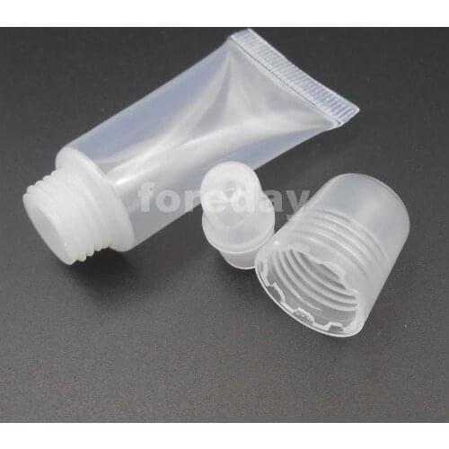 100PCS/LOT 5ML Screw Cap Bottles Squeeze Lip Gloss Balm Tube Plastic Lipstick 8 ML NEW 2CMX7CM PE PP Water Full Test= 8ML*FD119
