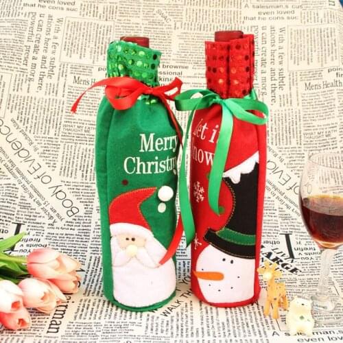 2016 Xmas wine bottle cover bags santa claus snowman home party christmas new year dinner table decoration gifts bag Ornament