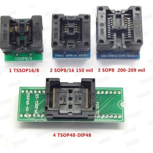 4PCS/Set Tssop16/8 Sop16 To DIP8 150Mil SOP8 200MIL Tsop48 -Dip48 Adapters For RT809H Programmer