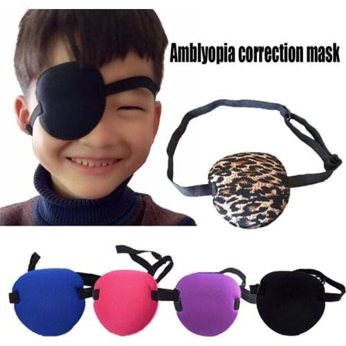 5 Colors Unisex Black Single Eye Patch Washable Adjustable Concave Eye Patch Amblyopia Strabismus Patch Pirate Cosplay Costume