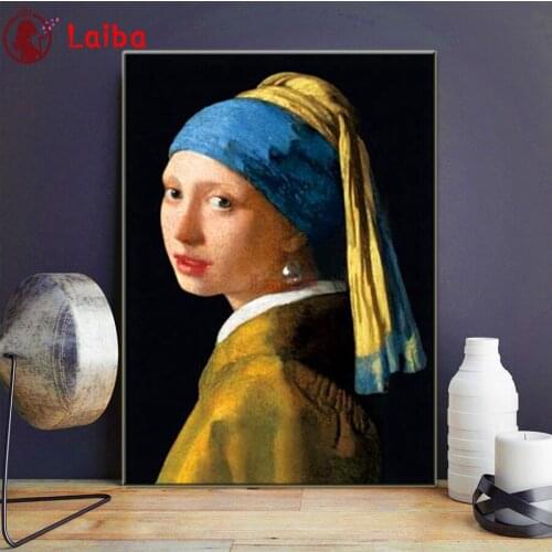 5d Diamond Painting Girl pearl Full Square Diamond Embroidery Mosaic Kit world masterpiece Portrait Puzzle Home Decoration art