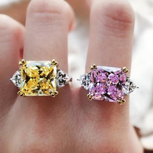 100% 925 Sterling Silver Super Luxury 5 CT Cushion Cut high Carbon Diamond Ring Very Shiny Engagement Wedding Ring