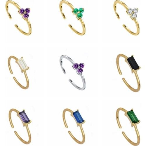 Aide 925 Sterling Silver Colorful Three Zircon Rings Adjustable Resizable Fashion Luxury Crystal CZ Ring Women Wedding Jewelry
