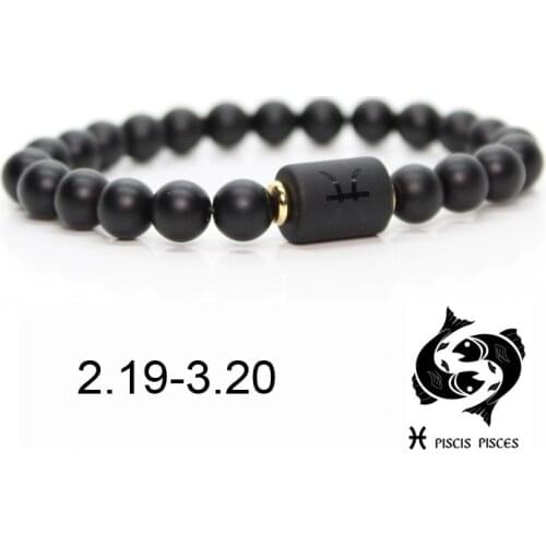 Black stone Beads 12 constellation couple Bracelet Men Bracelets For Women Pulseras Moda Masculina Hombre Man Mens Jewellery