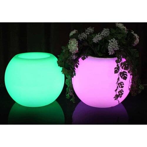 Ball Shape Flower Pots Garden light Charging Remote Control RGBW LED Glow Bonsai Succulent Home Garden Office Wedding Decoration