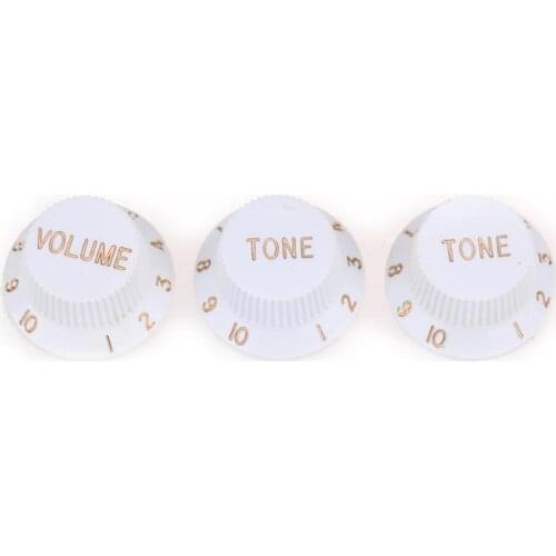Musiclily Pro Imperial Inch Size 1 Volume 2 Tone Knobs Set for USA Made Strat Style Electric Guitar, White