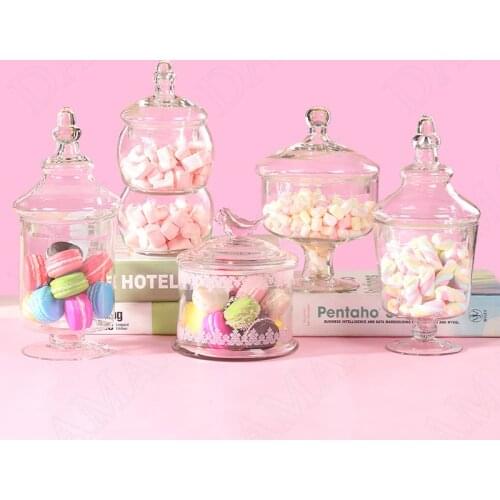 European Glass Jars with Lid Candy Cookie Stash Jar Snacks Dessert Bottle Food Container Storage Tank Home Decoration Modern