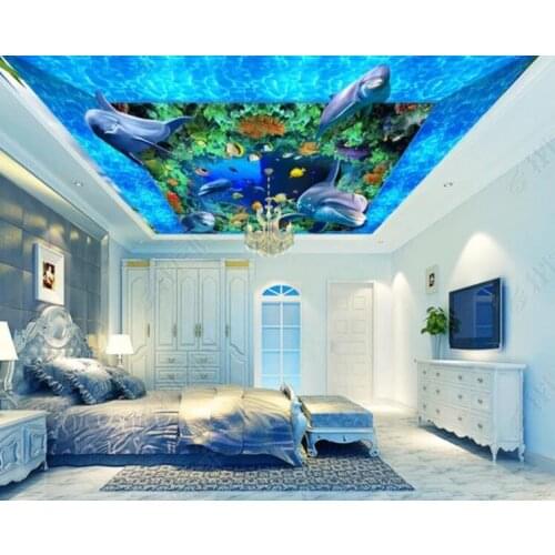 Custom Photo Wall Paper 3D three-dimensional underwater world Ceiling Wallpaper 3D Living Room Bedroom KTV Bar Ceiling Wallpaper