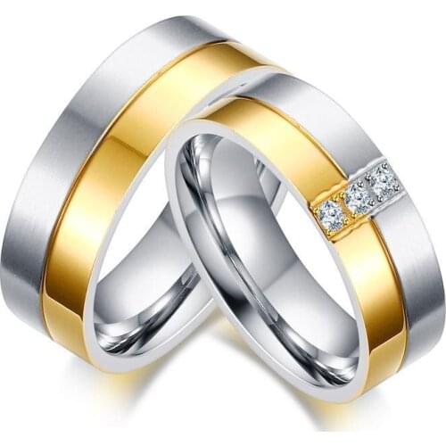 Classic Wedding Rings for Women / Men Gold-color Elegant Lovers Couple Promise Ring Anniversary Jewelry