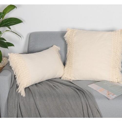 Square Minimalist Cotton Fringed Pillowcase Cushion Pillow Cover Handmade Throw Pillow Covers Home Decor Backrest Cushion