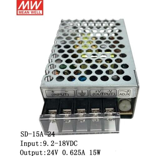 MEAN WELL SD-15A-24 9.2~18V DC to 24V DC 0.625A 15W DC-DC Converter Enclosed type Switching Power Supply 12V to 24V Converter