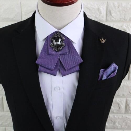 Fashion Necktie Groom Diamond Bow Ties Packet Square Wedding Birthday Party Gifts Elegant Butterfly Silk Yarn Gravata Bow Tie