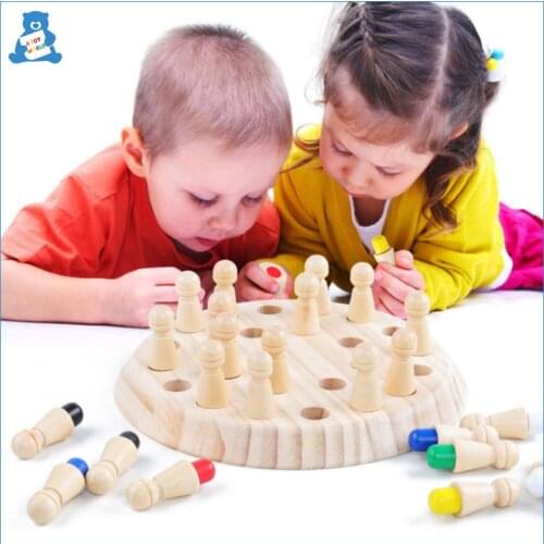 Montessori Toys Kids Wooden Memory Match Stick Chess Game Fun Block Board Game Educational Color Cognitive Ability Toy For Kids