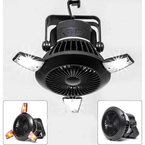 5V 4W Solar Camping Ceiling Fan with LED Lamp Foldable Portable Tent Light Hanging Fans 4000mAh Rechargeable for Home Car Office