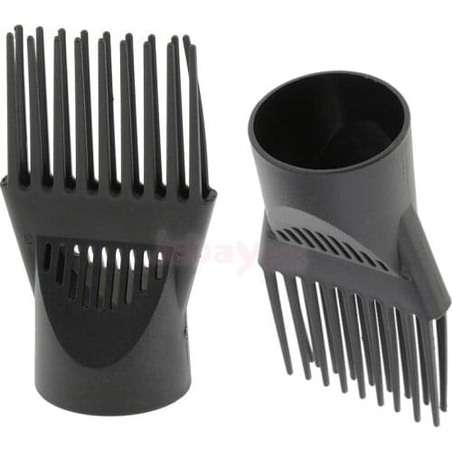 2pc Professional Universal Hairdressing Salon Hair Dryer Diffuser Wind Blow Cover Comb Attachment Nozzle Black Plastic Dual Grip