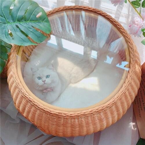 Luxury Cat Villa Cat Delivery Room Pet Littet All-season Closed And Breathable Rattan Cat Litter