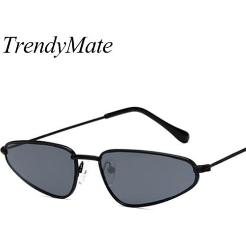 Vintage Small Cat Eye Sunglasses Women Metal Sexy Cateye Sun Glasses Men Brand Designer Retro Sunglass Drop Shaped UV400 1292T