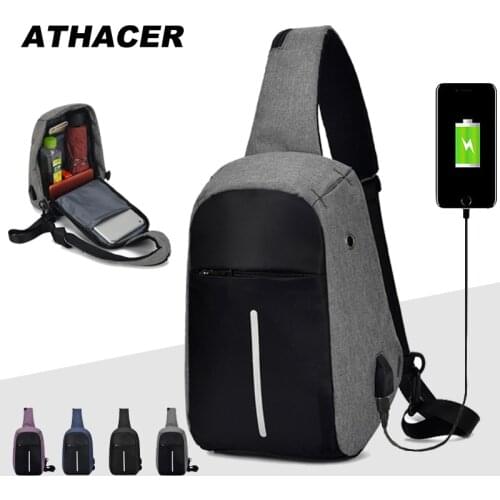 USB Charging Shoulder Crossbody Bag Mens Burglar Men Female Stealth Zipper Business Chest Pack Repellent bag Anti-theft Package