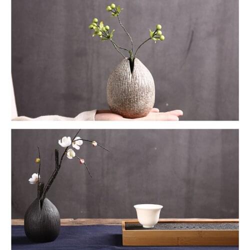 Clay Pottery Flower Vase, Decorative Vase for Home Decor Living Room Office QX2E