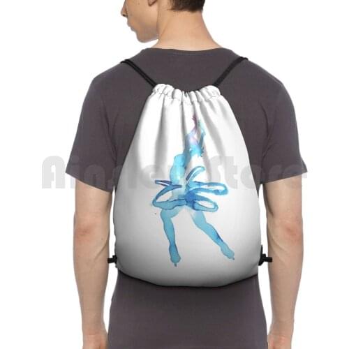 Ice Dancing In Watercolors Backpack Drawstring Bags Gym Bag Waterproof Ice Skating Ice Skater Skater Figure Skating On