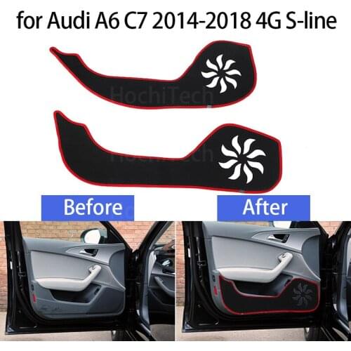 Protection Carpet Door Inside Guard Side Edge Cover for Audi A6 C7 2014-18 4G S-line Car Door Anti Kick Pad Sticker Accessories