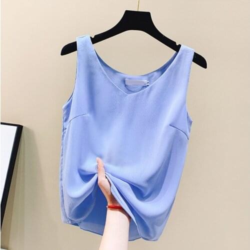 Tank Top Women Summer White Tops Plus Size Sexy Harajuku Top Woman Streetwear Chiffon Camis Vintage Solid Stain Vest Tops Tee