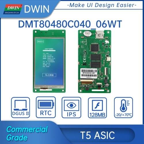 DWIN 4.0 inch TFT LCD Display, 480*800 Resolution HMI Smart Touch Screen , Commercial Grade,, Smart UART Serial LCD Module