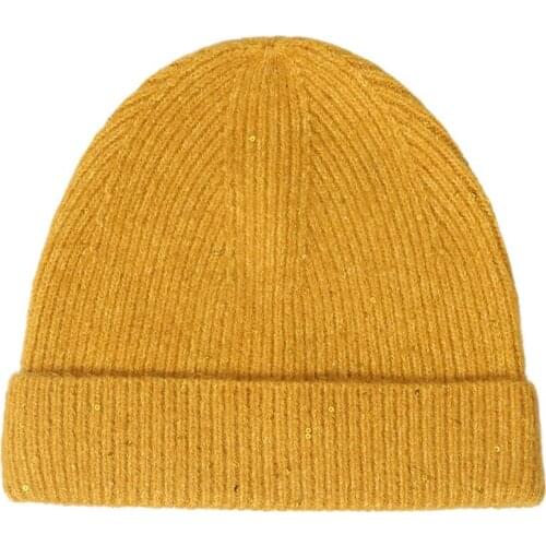 Winter Cashmere Soft with Sequin Outdoor Bataclave Knitted Hat Woolen Cap Hood Hat Casual Autumn and Winter Outside Warm Hats